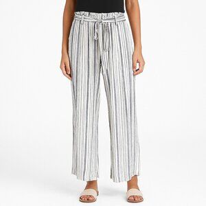 Jolt Striped Wide Leg Pants Women’s Size L Black White Elastic Waist Pockets